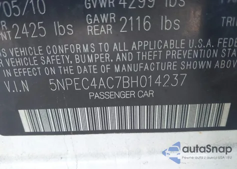 2011 Hyundai Sonata Se from USA, damaged, VIN 5NPEC4AC7BH014237